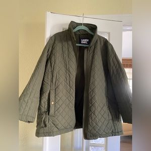 Lands End Olive Quilted Jacket 2x / Petite 20w - 22 w